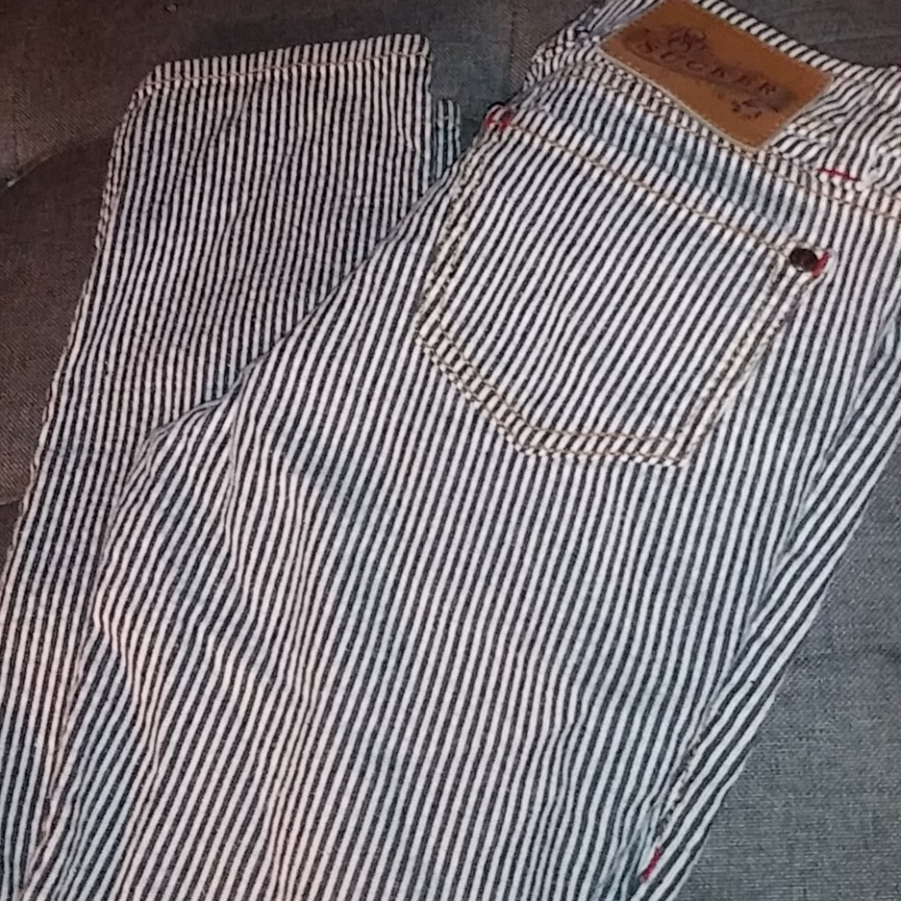Designer sucker striped jeans 26